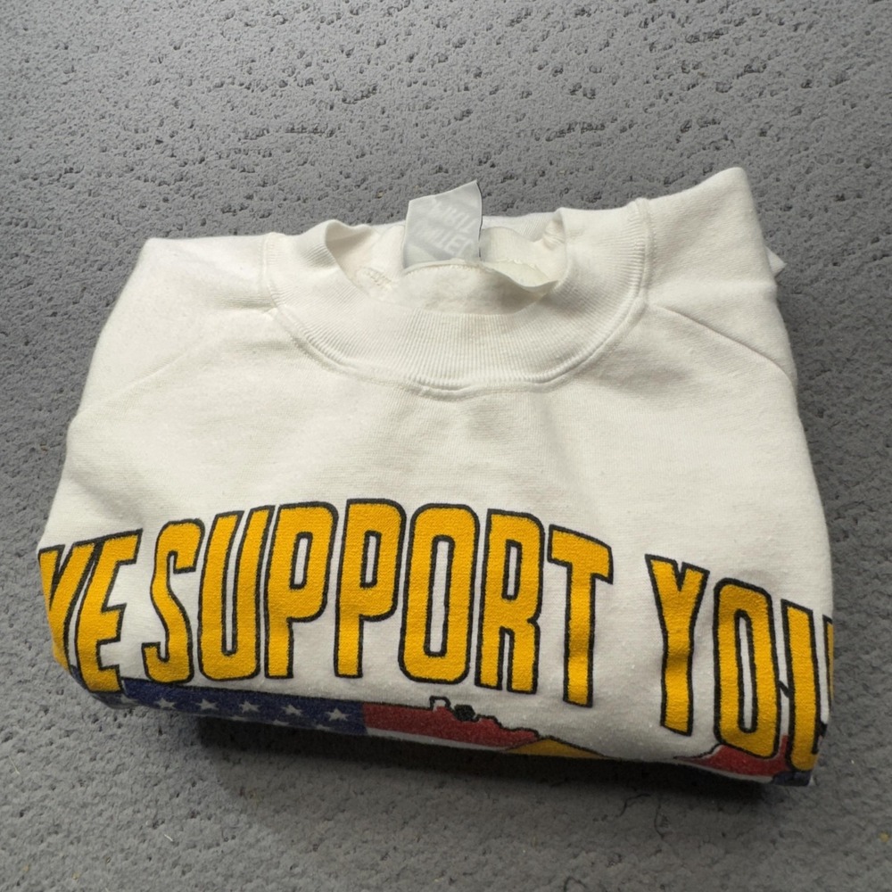 Vintage Support Our Troops Sweatshirt Men Medium Gulf War USA Flag Yellow Ribbon - Picture 8 of 9